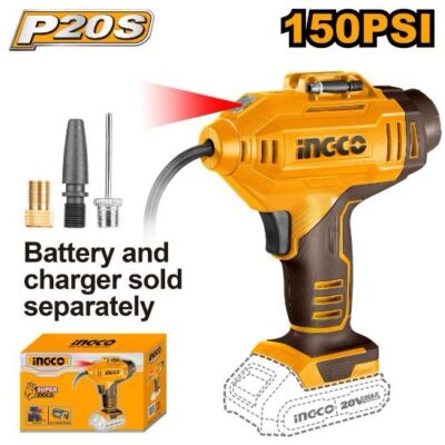 INGCO CACLI2018 20V 150PSI/10.34BAR منفخ دواليب فدار CORDLESS AUTO AIR COMPRESSOR (Bare Tool)