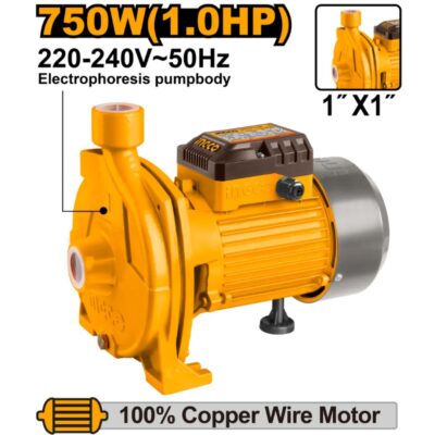 INGCO CPM75068  1.0HP 750W 1" مضخة مياه توربين ملف تحاس CENTRIFUGAL WATER PUMP