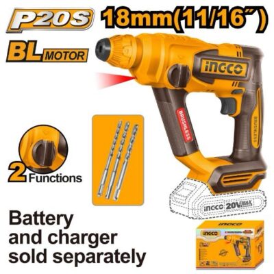 INGCO CRHLI20188 20V 18MM BL برم بطارية SDS مقدح Cordless rotary hammer
