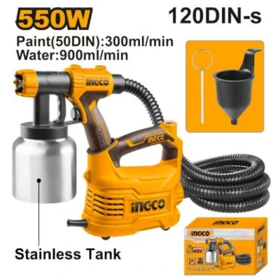 INGCO SPG5008-2 550W فرد رش بويا ديركت مع قاعدة ونبريش طاسة المنيوم Floor Based HVLP Electric Paint Spray Gun