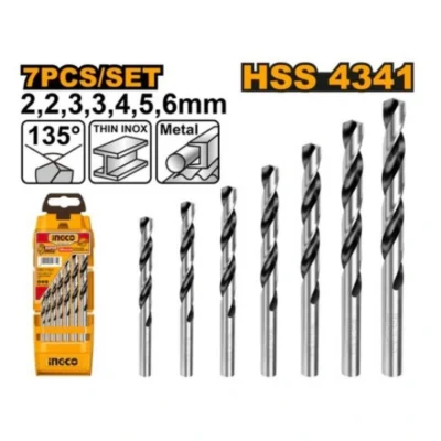 INGCO AKD1075  7PCS (2,2,3,3,4,5,6)MM طقم ريش حديد HSS twist drill bits set