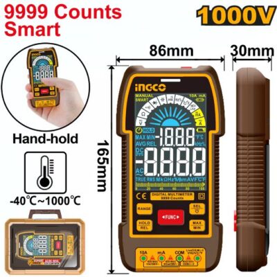 INGCO DM110004  1000V 9999 COUNTS SMART ملتيميتر Professional Smart Digital Multimeter
