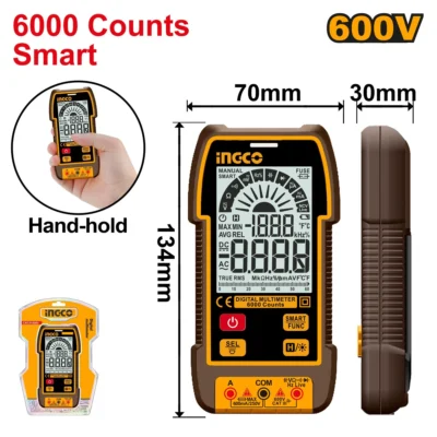 INGCO DM16004 600V 6000 COUNTS SMART ملتيميتر Professional True RMS Smart Digital Multimeter