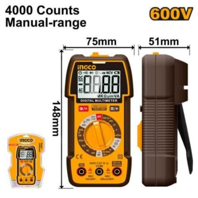 INGCO DM36002 600V 4000 COUNTS MANUAL-RANGE ملتيميتر True RMS Digital Multimeter