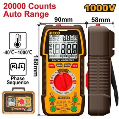 INGCO DM410003 1000V 20000 COUNTS-AUTO RANGE ملتيميتر Professional Digital Multimeter