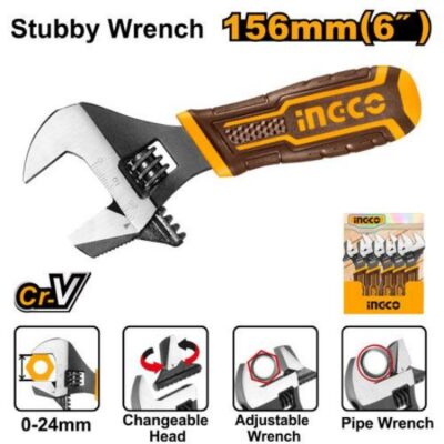 INGCO HADWS088  6" 0-24MM 2 IN 1 مفتاح انكليزي قصير Manual Adjustable Wrench Remover