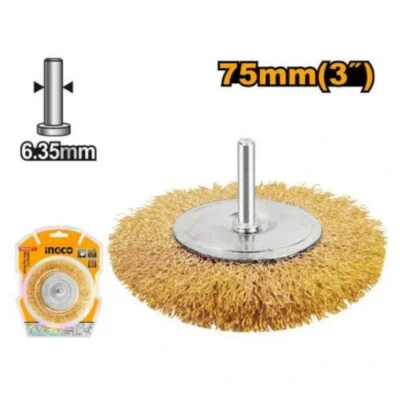 INGCO WB40751  75 X 6.35 فرشاية مقدح نحاس Wire Wheels Brush for Drill