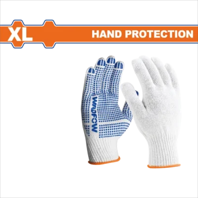 WADFOW WKG1801 1PAIR  PVC كفوف قطن منقط Knitted&PVC dots gloves