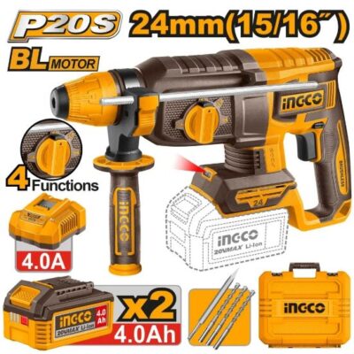 CRHLI202482  20V 2Batt 4A+Char+Box 24mm BL برم وتكسير بطارية SDS مقدح