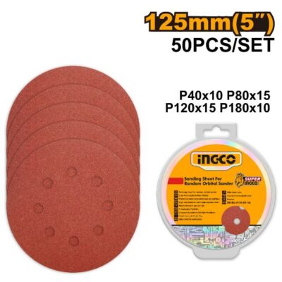 AKRS1250511  50 Pcs P(40,80,120,180) 125mm ورق حفة دائري للحفافة