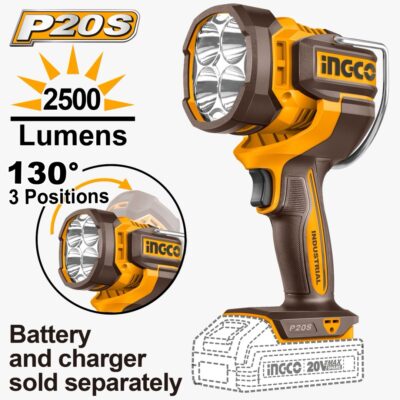 CWLI20885   20V 2500 Lumens LED بروجكتير يدوي راس متحرك