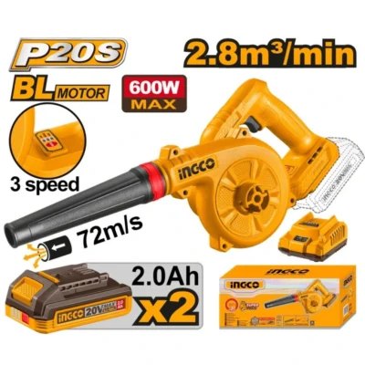 INGCO CABLI20682   20V 2BATT 2AH+CHAR 600Wبلور بطارية 3 سرعات CORDLESS BLOWER