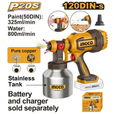 INGCO CSGLI20041  20V 800ML فرد رش بويا ديركت بطارية طاسة ستانلس CORDLESS SPRAY GUN