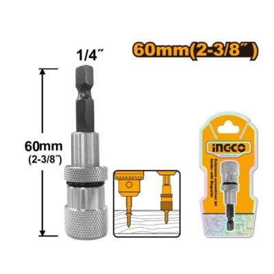 INGCO ABH50608 60MM(2-3/8") وصلة راس مفك مع محدد عمق LIMIT SCREWDRIVER BIT HOLDER