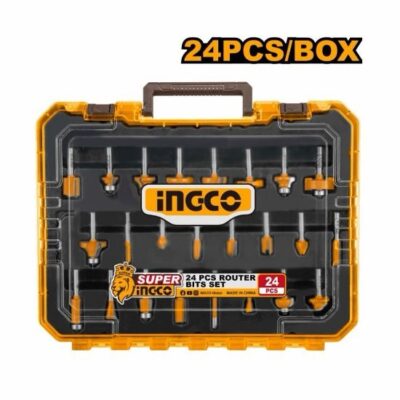 INGCO AKRT24062  24PCS 6MM طقم ريش راوتر صناعي بعلبة بلاستك ROUTER BITS SET