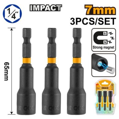 INGCO AMN0731  7MM (1/4"X65MM) TOT طقم وصلات براغي بولاد  MAGNETIC NUT SET