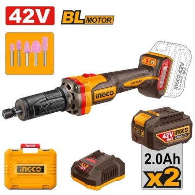 INGCO CDGLI42012  42V 2BATT 2AH+CHAR+BOX 6 MM صاروخ جلخ وحفر صناعي CORDLESS DIE GRINDER