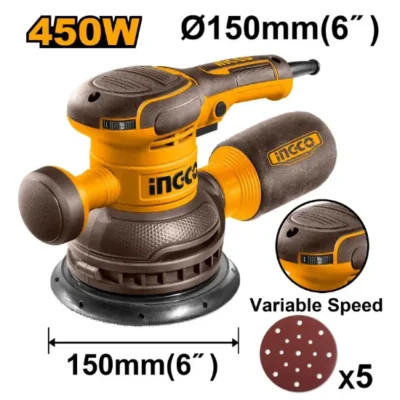 INGCO RS4516 450W 150mm 6" حفافة مبرومة Rotary sander