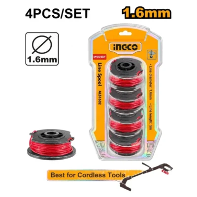 INGCO ALS1602 4Pcs (5m x 1.6mm) CGTLI بكرة خيطان للحشاشة Twist Line Spool Grass Trimmer