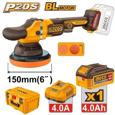 INGCO APLI20158 20V 1Batt 4Ah + Char 150mm BL صاروخ بوليش بطارية سرعات  Cordless Polisher