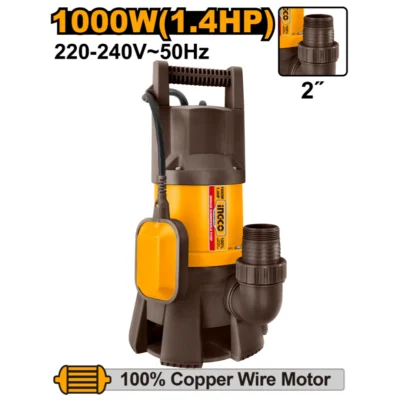 INGCO SPD10001  1.4HP 1000W 2" مضخة غاطسة للمياه العكرة SUBMERSIBLE SEWAGE WATER PUMP