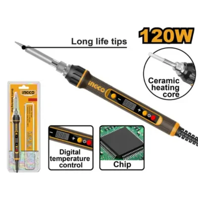 INGCO SI01610 120 W كاوي لحام قصدير كهربائي راس جالس مع تحكم بالحرارة  Industrial Electric Soldering Iron