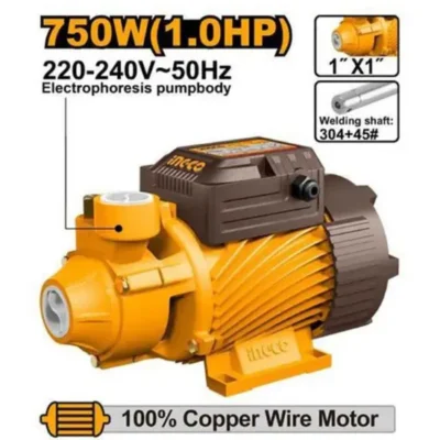 INGCO VPM75068 750W (1.0HP) 1" مضخة مياه ملف نحاس اكس ستانلس Peripheral Water Pump