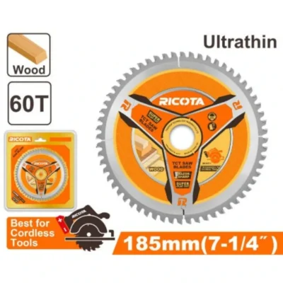 RICOTA RATCT1109 185x20mm TCT 60T 1mm ديسك قص خشب فائقة الرقة  Ultra-thin TCT (Tungsten Carbide Tipped) Saw Blade For Wood