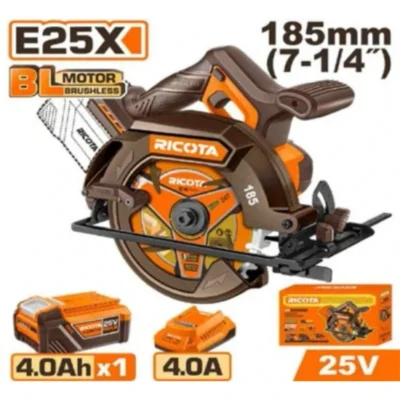 RICOTA RLCS2518511 25V 1Batt 4Ah + Char 185mm BL منشار صدر بطارية Brushless Cordless Circular Saw