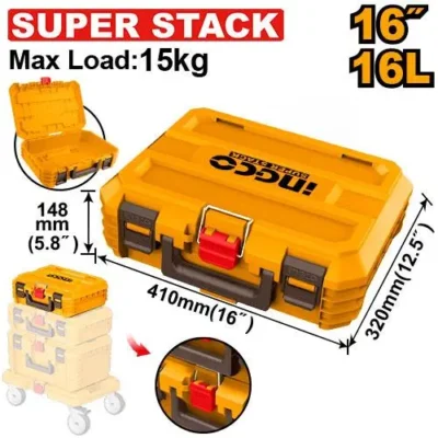 INGCO PBXS101 16" (410x320x148)mm صندوق عدة قابل للتكديس مقاس STACKABLE TOOL BOX