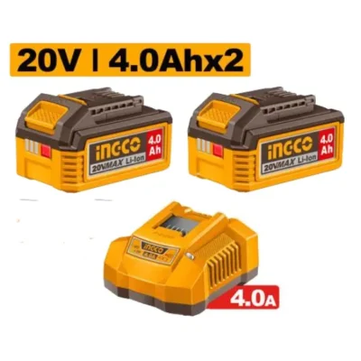 INGCO FBCPK2013 20V 2Batt 4Ah+Char طقم بطاريات ليثيوم فدار Lithium-Ion battery and charger kit
