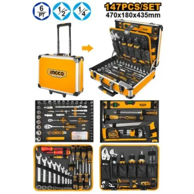 INGCO HKTHP21471 147Pcs طقم عدة شنطة المنيوم صناعية Handtools Set Aluminum box