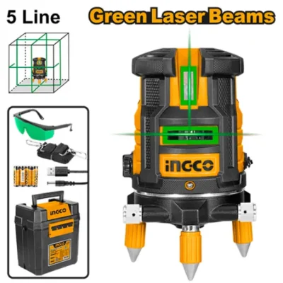 INGCO HLL305205 0~20 m1 ليزر شقلة خمس خطوط اخضر Self-leveling line laser(Green laser beams)