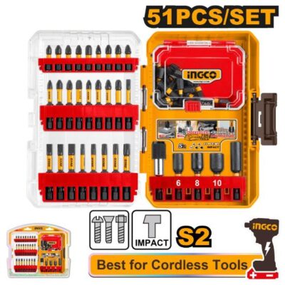 INGCO AKDL25106 51Pcs طقم رؤوس مفكات براغي بولاد لمقدح البطارية  Impact screwdriver bits set