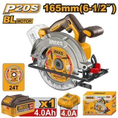 INGCO CSLI16523 20V 1Batt + Char 165mm منشار صدر بطارية صناعي CORDLESS CIRCULAR SAW
