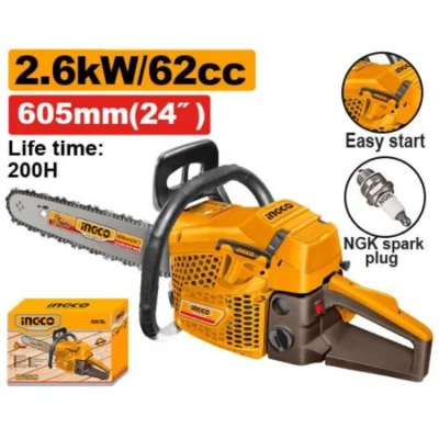 INGCO GCS5622611 24" 62CC – 2.6KW منشار شجر جنزير بنزين GASOLINE CHAIN SAW