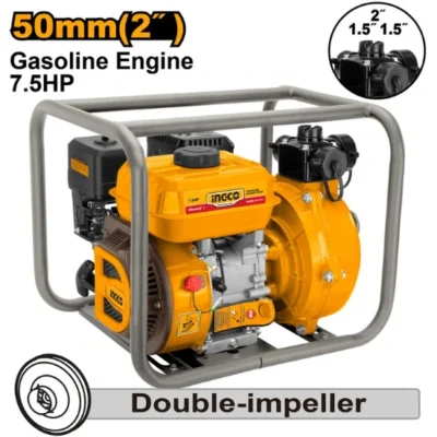 INGCO GWP201H 7.5HP 32m 75/80L/min 2"/DOUBLE-IMPELLER مضخة مياه على البانزين Gasoline High Pressure Water Pump