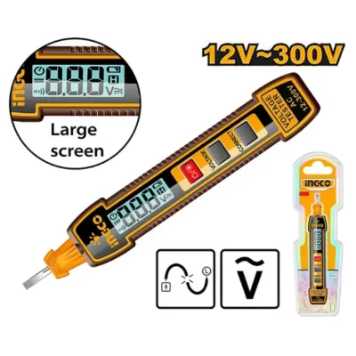 INGCO HSDT33001 AC 12-300V LCD مفك تاست ديجيتال  AC Digital Tester Pencil with Sound and Light Alarm