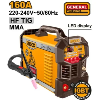 INGCO ING-TIG16058 160A HF TIG/MMA مكنة لحام شريط انفرتر Portable LCD IGBT Inverter TIG/MMA Welding Machine