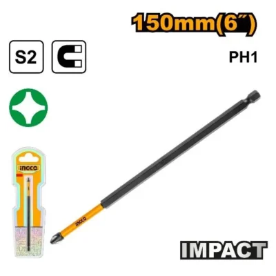 INGCO SDBIM71PH1150 1pcs PH1-150mm رأس مفك بولاد طويل Impact screwdriver bit