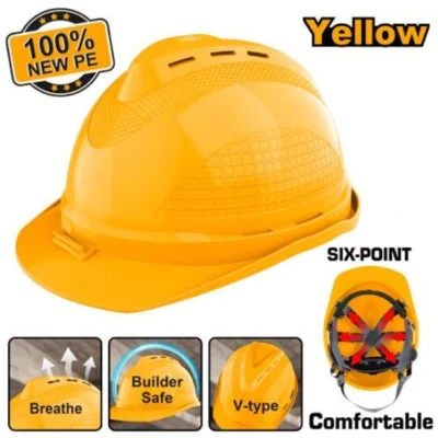 INGCO HSH801  380g خوذة أمان صفراء مع فتحات تهوئة مع 6 نقاط تثبيت Safety Helmet